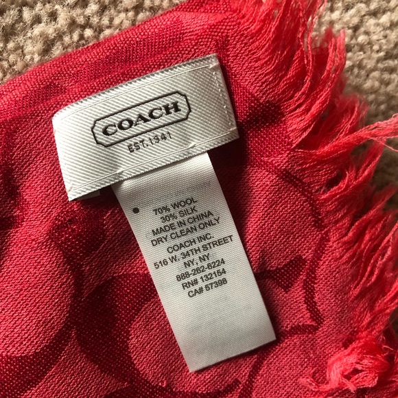 Coach Signature Stole in True Red - Picture 2 of 4